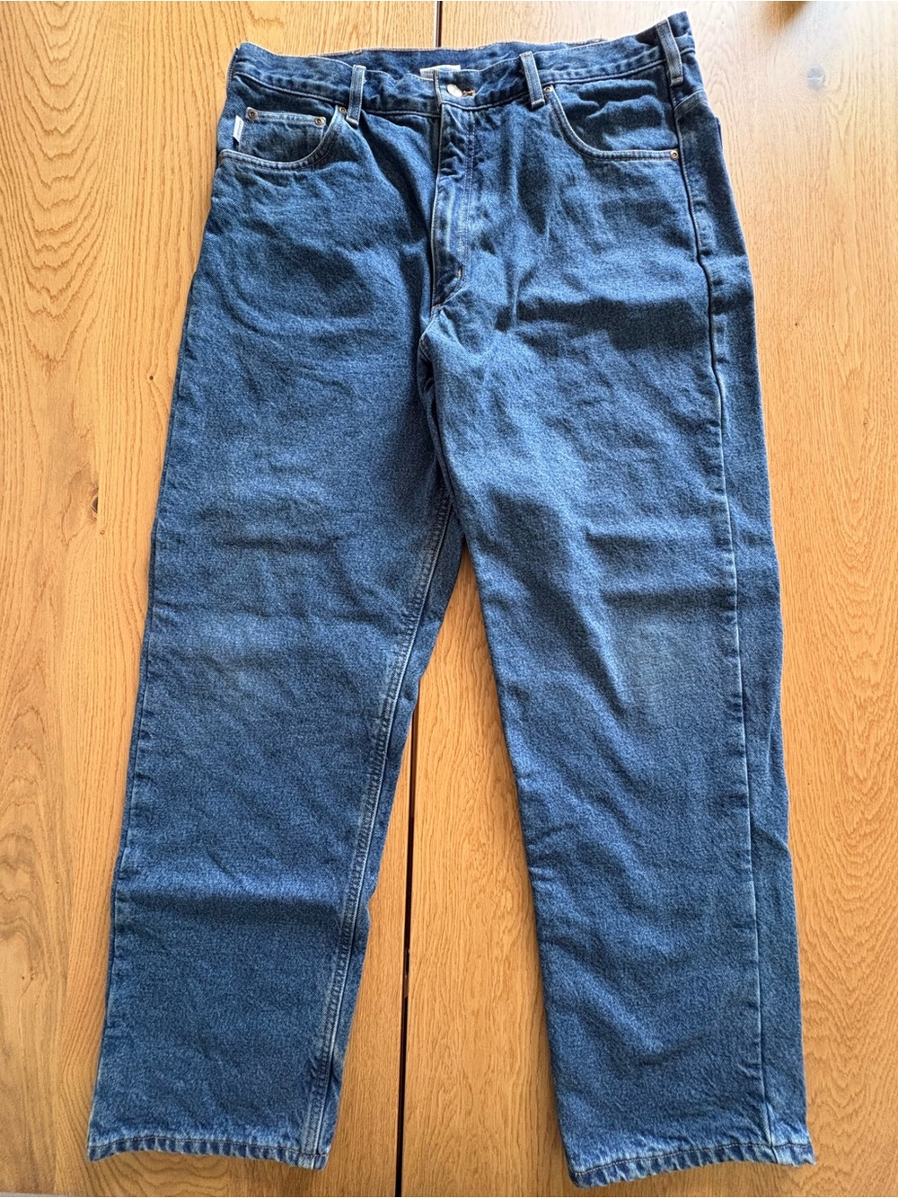 Carhartt B172 DST Flannel Lined Jeans Mens 38x32 Dark Stone Relaxed Fit Work